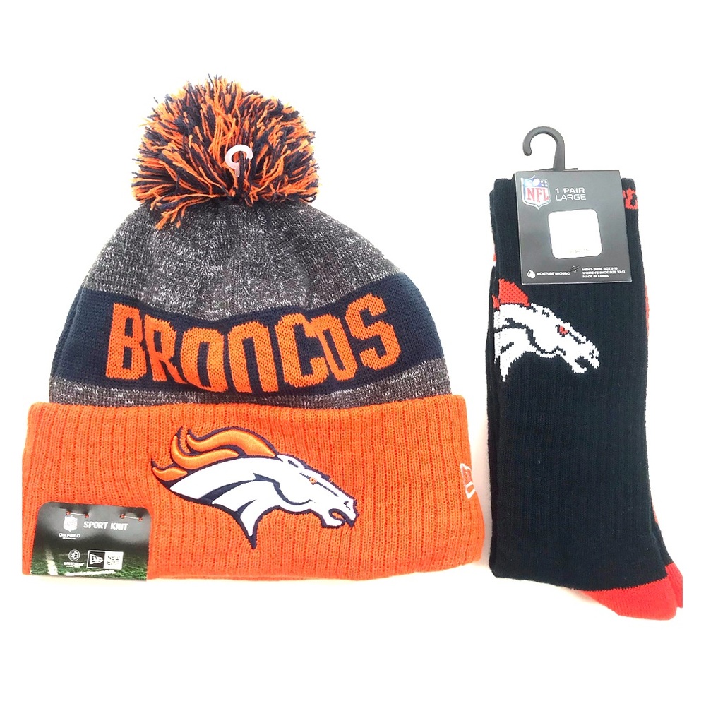 Denver Broncos Hat & Socks NFL one size NWT